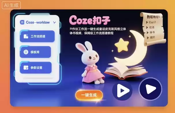 Coze扣子工作流一键生成童话皮克斯风格立体书视频，保姆级工作流搭建教程,速发云资源网