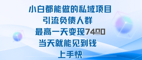 2025年小白都能做的私域项目引流负债人群最高一天变现1k+高变现难度低当天就能见到钱上手快,速发云资源网