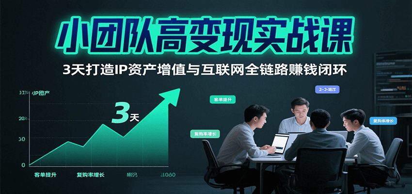 小团队高变现实战课，3天打造IP资产增值与互联网全链路赚钱闭环(第二期),速发云资源网