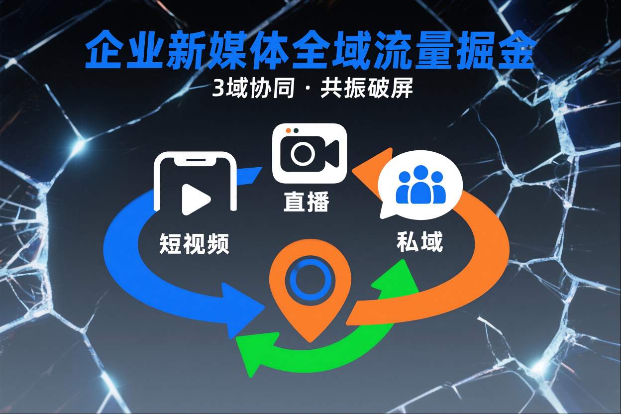 短视频全域商业模式，企业新媒体全域流量掘金，3域协同，共振破屏，短视频-直播-私域-地域,速发云资源网