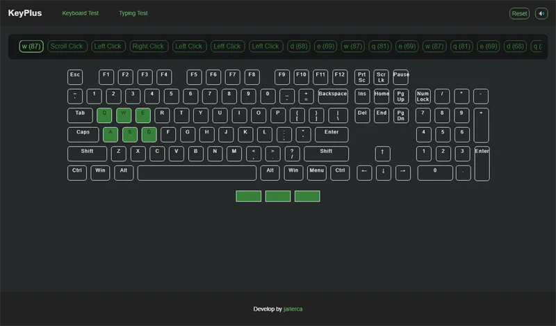 HTML键盘鼠标按键检测测试工具网页源码,速发云资源网