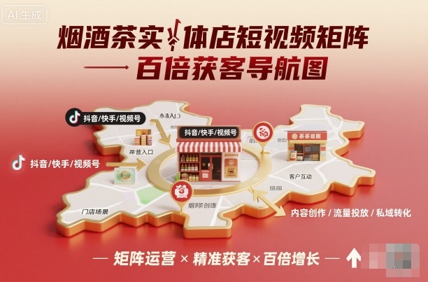 烟酒茶实体店短视频矩阵百倍获客导航图,速发云资源网
