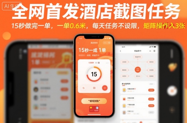 全网首发酒店截图任务，15秒做完一单，一单0.6米，每天任务不设限，矩阵操作日入3张【揭秘】,速发云资源网