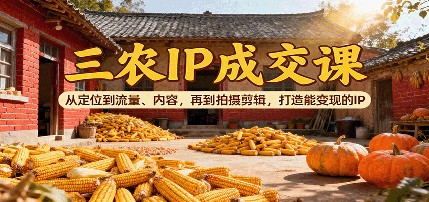 三农IP成交课：从定位到流量、内容，再到拍摄剪辑，打造能变现的IP,速发云资源网