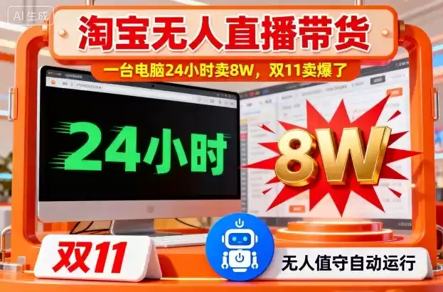 淘宝无人直播带货，一台电脑214小时卖8W，双11卖爆了【揭秘】,速发云资源网