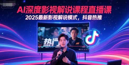 AI深度影视解说课程直播课，2025最新影视解说模式，抖音热推,速发云资源网