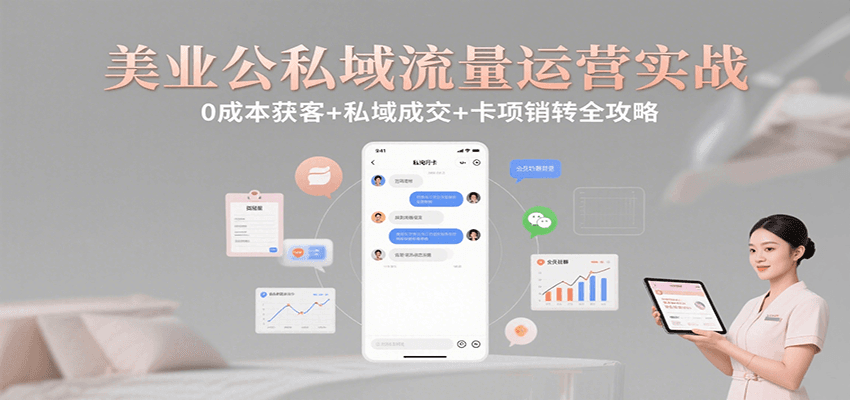 美业公私域流量运营实战：0成本获客+私域成交+卡项销转全攻略,速发云资源网