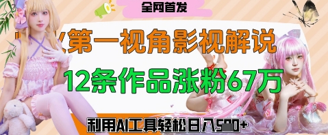 爆火第一人称视角影视解说，12条作品涨粉67W，巧用AI工具，轻松日入几张,速发云资源网