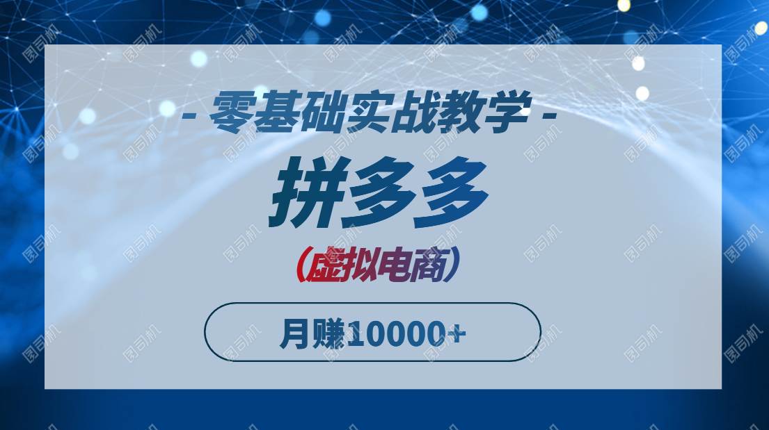 （14880期）拼多多虚拟电商，零基础实战教学，快速打爆商品，新手也能月入10000+,速发云资源网