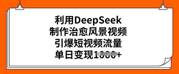 利用DeepSeek制作治愈风景视频，引爆短视频流量，单日变现多张,速发云资源网