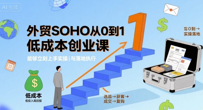 外贸SOHO从0到1低成本创业课，能够立刻上手实操与落地执行,速发云资源网