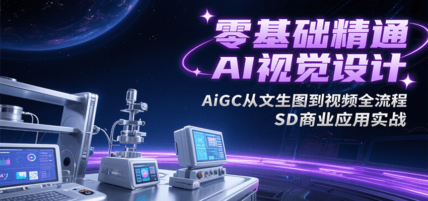 零基础精通AI视觉设计，AiGC从文生图到视频全流程，SD商业应用实战,速发云资源网