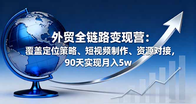 外贸全链路变现营：覆盖定位策略、短视频制作、资源对接，90天实现月入5w,速发云资源网