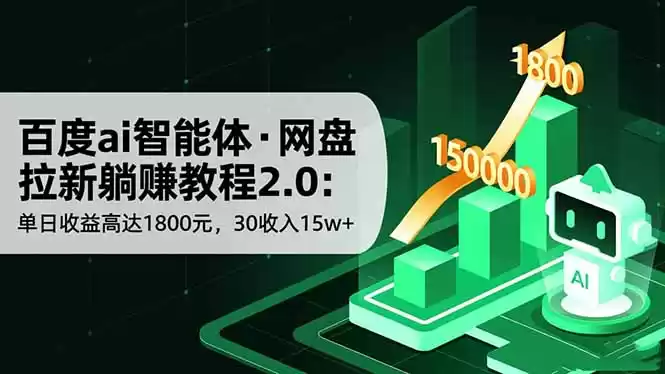 百度ai智能体·网盘拉新躺赚教程2.0：单日收益高达1800元，30收入15w+,速发云资源网