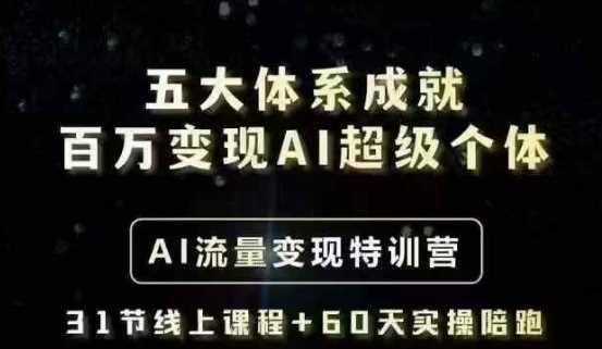 五大体系成就百万变现AI超级个体- AI流量变现特训营，一步一步教你一个人怎么年入百W,速发云资源网