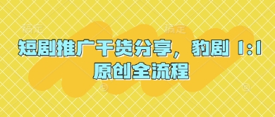 短剧推广干货分享，豹剧 1:1原创全流程,速发云资源网