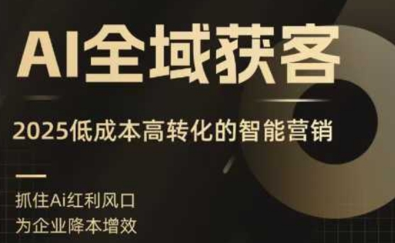 AI全域获客实训营，2025低成本高转化的智能营销，精准找客，高效营销,速发云资源网