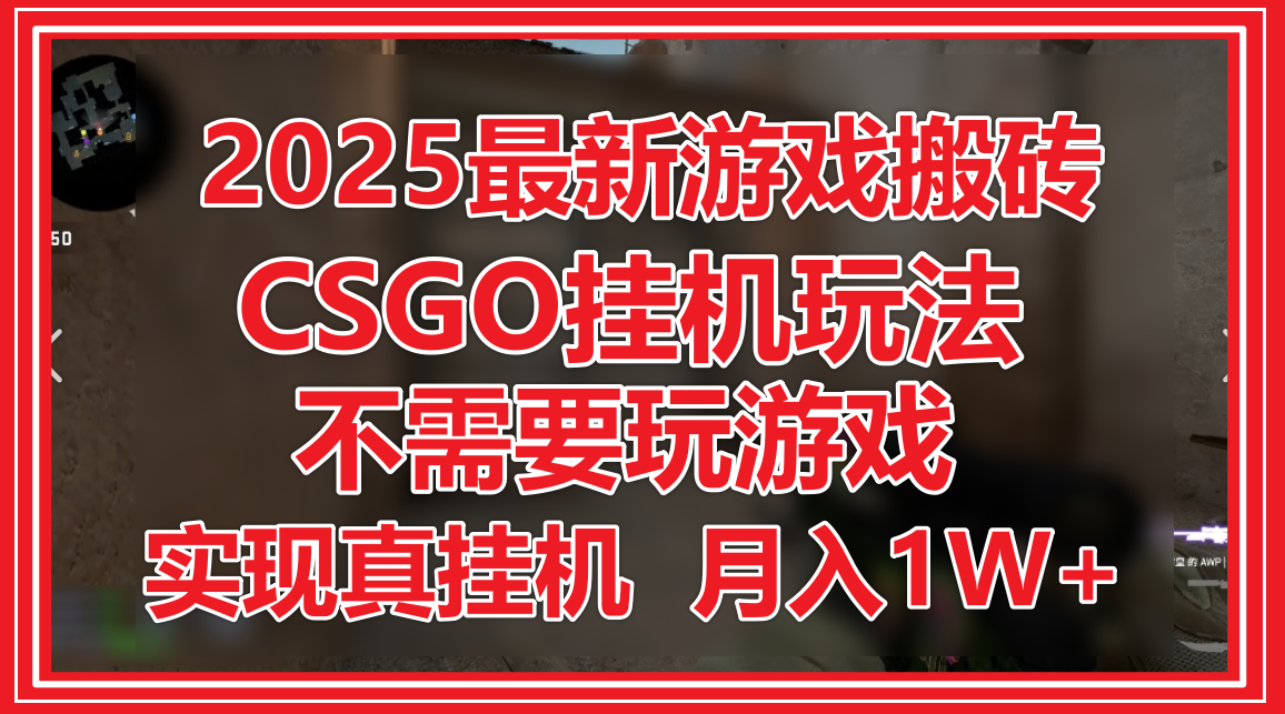 2025最新游戏搬砖，CSGO挂机，不需要玩游戏，实现真挂机，月入1W+,速发云资源网