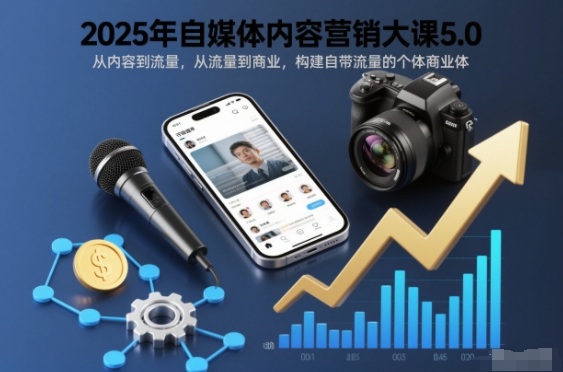 2025年自媒体内容营销大课5.0，从内容到流量，从流量到商业，构建自带流量的个体商业体,速发云资源网