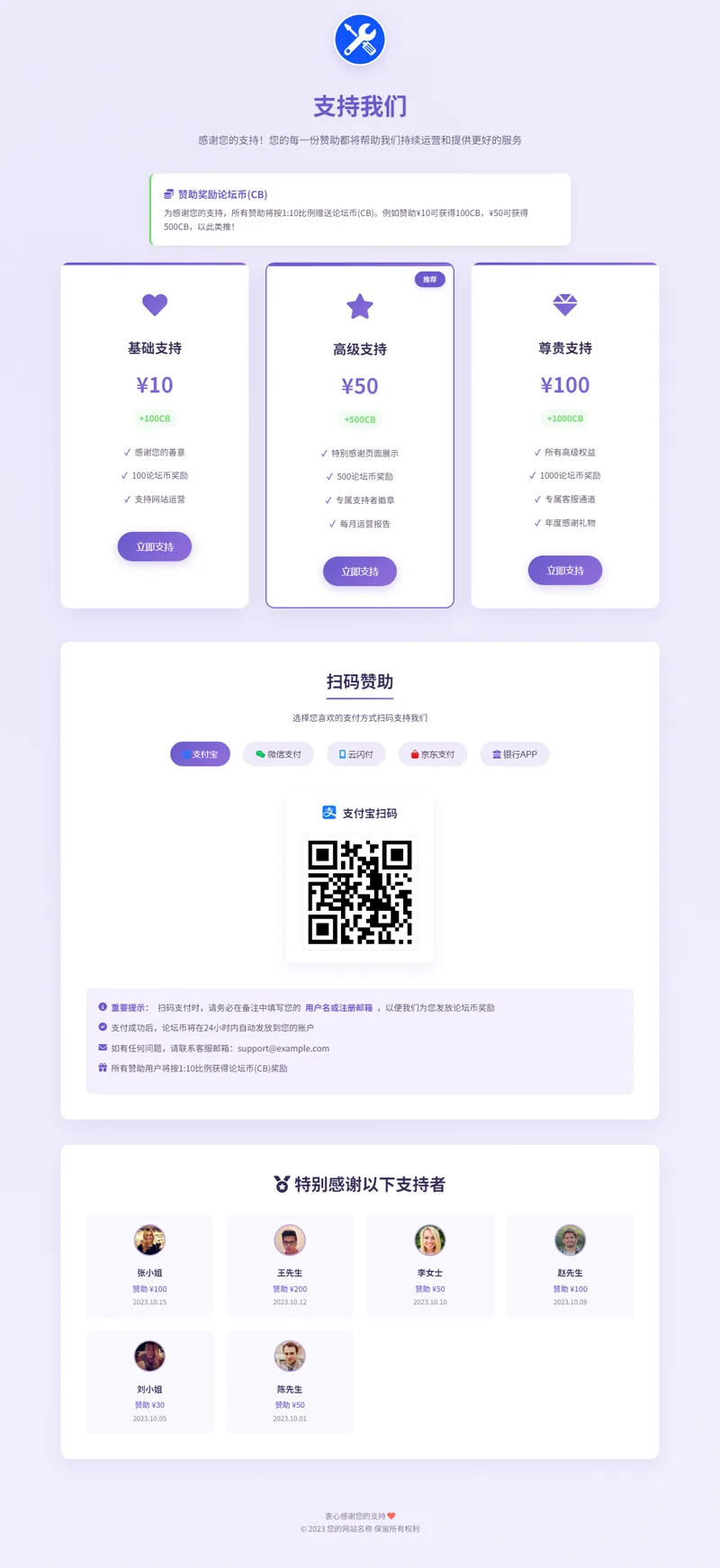 VIP赞助打赏单页HTML源码,速发云资源网