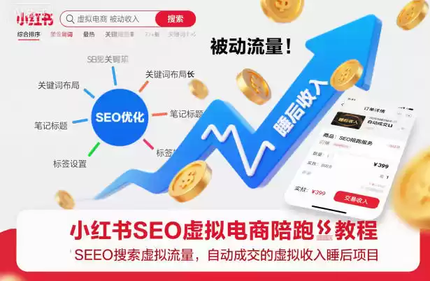 小红书SEO虚拟电商陪跑教程，实现seo搜索被动流量，自动成交的被动收入睡后项目,速发云资源网