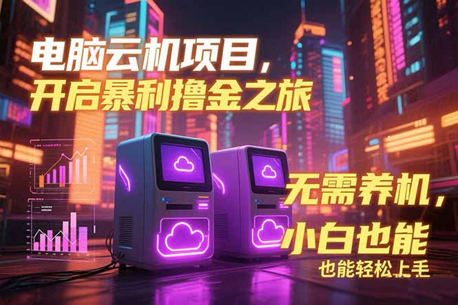 电脑云机项目 暴力撸金玩法，不需要养机 配置没有要求 单机100个窗口一…,速发云资源网