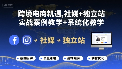 跨境电商新机遇，社媒+独立站，实战案例教学+系统化教学,速发云资源网