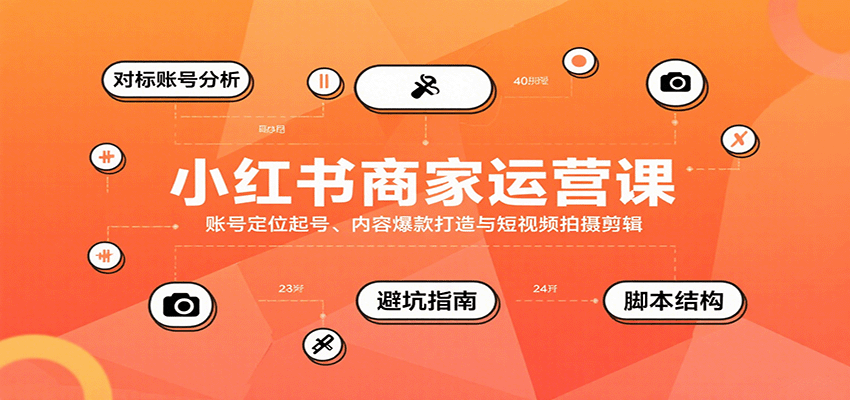 小红书商家运营课，账号定位起号、内容爆款打造与短视频拍摄剪辑,速发云资源网
