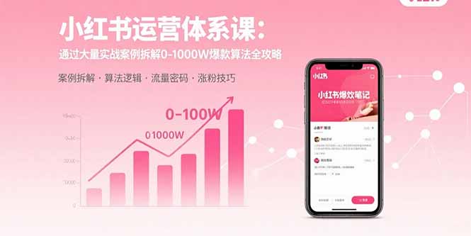小红书运营体系课：通过大量实战案例拆解0-1000W爆款算法全攻略,速发云资源网