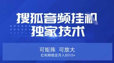 【搜狐音频挂G】独家技术，可矩阵可放大，红利期稳定月入8k【揭秘】,速发云资源网