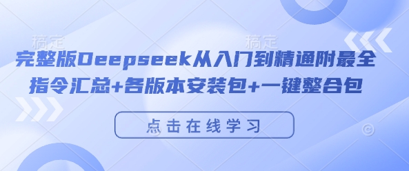 完整版Deepseek从入门到精通附最全指令汇总+各版本安装包+一键整合包,速发云资源网
