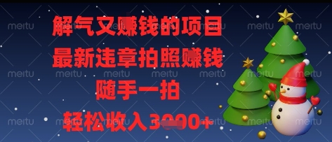 解气又挣钱的项目，最新违章拍照挣钱，随手一拍，轻松收入多张【揭秘】,速发云资源网