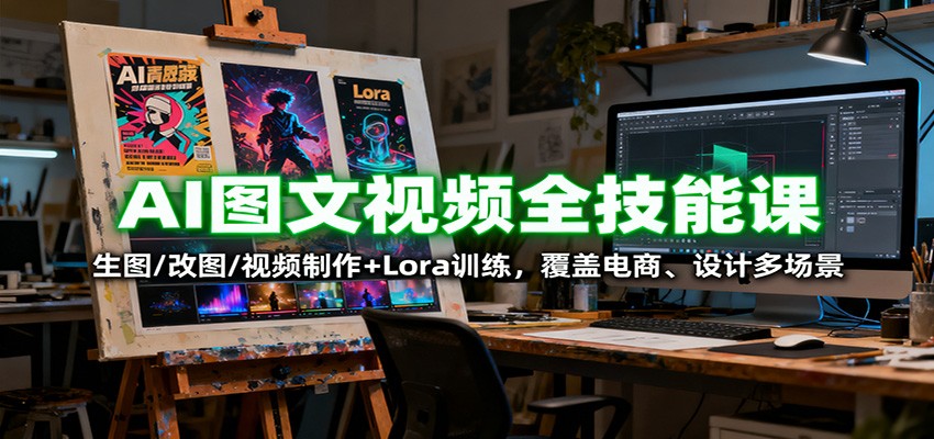 AI图文视频全技能课：生图/改图/视频制作+Lora训练，覆盖电商 、设计多场景,速发云资源网