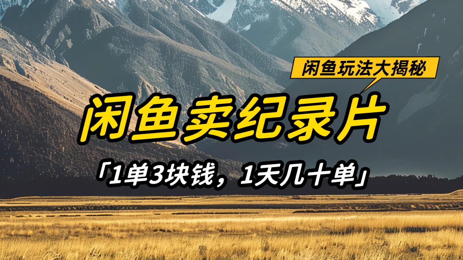 闲鱼卖纪录片，简单又赚钱的小项目，1单3块钱 1天几十单,速发云资源网