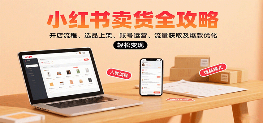 小红书卖货全攻略：开店流程、选品上架、账号运营、流量获取及爆款优化，轻松变现,速发云资源网