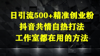 日引流500+精准创业粉，抖音共情自热打法，工作室都在用的方法,速发云资源网