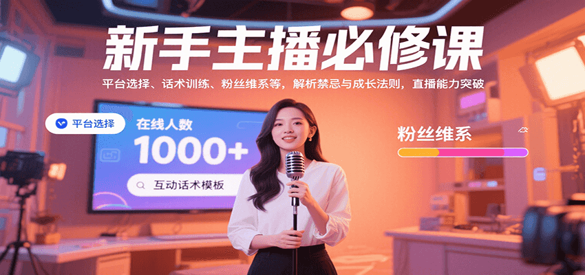 新手主播必修课：平台选择、话术训练、粉丝维系等，解析禁忌与成长法则，突破直播能力,速发云资源网