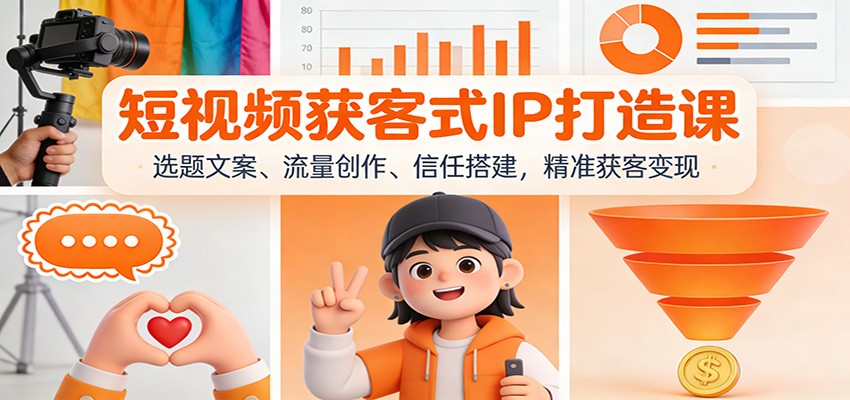 短视频获客式IP打造课：选题文案、流量创作、信任搭建，精准获客变现,速发云资源网