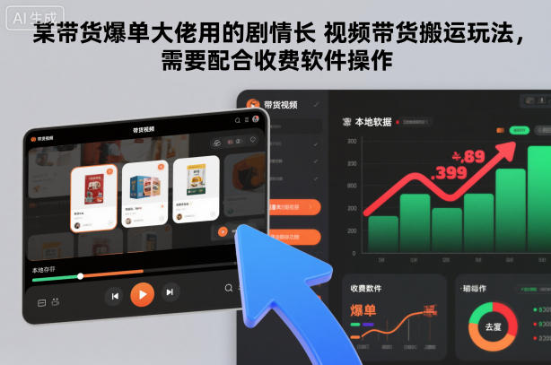 某带货爆单大佬用的剧情长视频带货搬运玩法，需要配合收费软件操作,速发云资源网