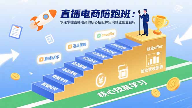 直播电商陪跑班：快速掌握直播电商的核心技能并实现就业/创业目标,速发云资源网