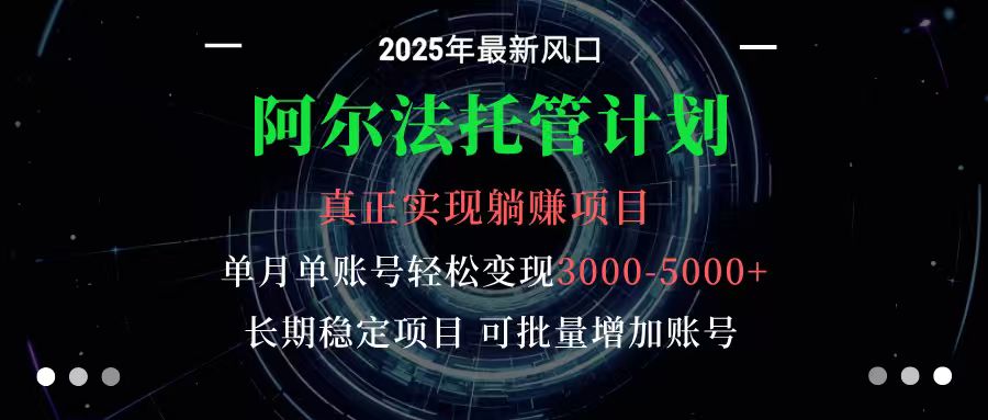 阿尔法托管计划 单账号月入3000-5000，长期稳定项目，新手小白轻松上手,速发云资源网