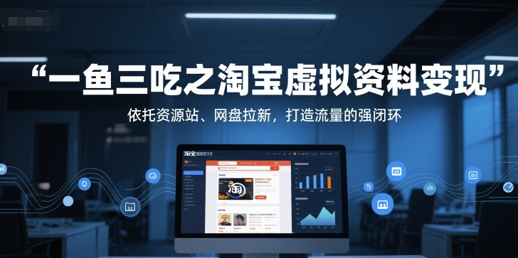 一鱼三吃之淘宝虚拟资料变现，依托资源站、网盘拉新，打造流量的强闭环,速发云资源网