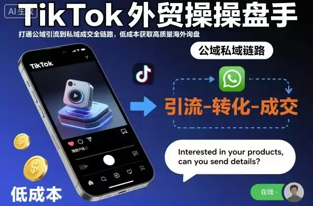 TikTok外贸操盘手，打通公域引流到私域成交全链路，低成本获取高质量海外询盘,速发云资源网