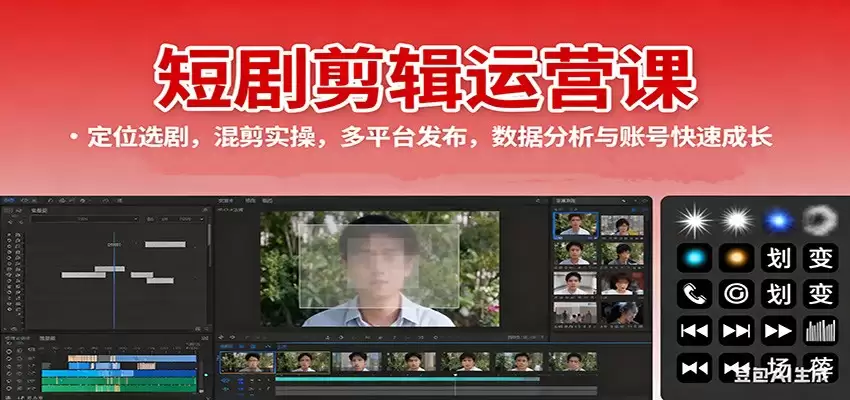 短剧剪辑运营课：定位选剧，混剪实操，多平台发布，数据分析与账号快速成长,速发云资源网