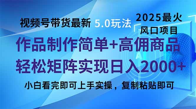 （14191期）视频号带货最新5.0玩法，作品制作简单，当天起号，复制粘贴，轻松矩阵…,速发云资源网
