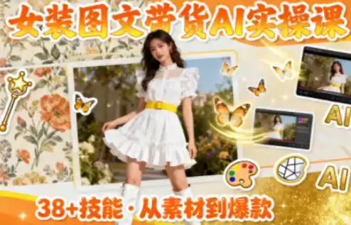 女装图文带货的AI实操课，覆盖38个实用技能，快速提升素材制作效率,速发云资源网