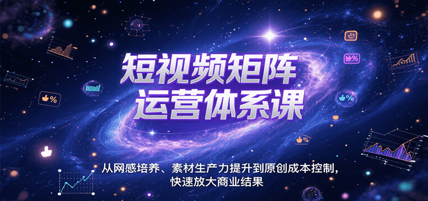 短视频矩阵运营体系课，从网感培养、素材生产力提升到原创成本控制，快速放大商业结果,速发云资源网