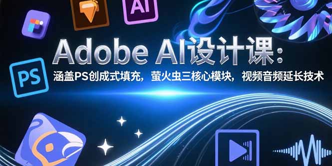Adobe AI设计课：涵盖PS创成式填充，萤火虫三核心模块，视频音频延长技术,速发云资源网