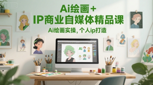 Ai绘画+IP商业自媒体精品课，Ai绘画实操，个人ip打造,速发云资源网