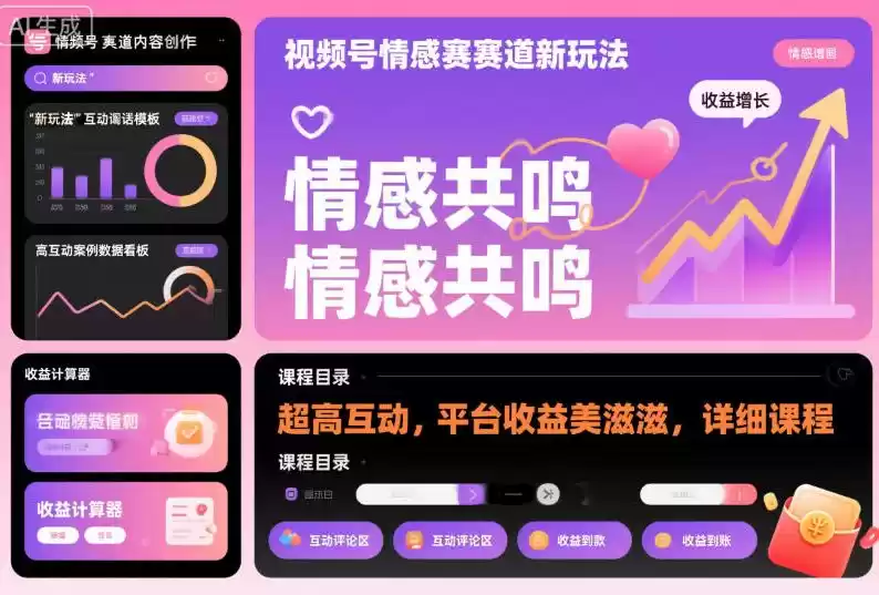 视频号情感赛道新玩法，超高互动，平台收益美滋滋，详细课程,速发云资源网